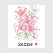 Sticker Fleurs Lys Roses (Feuille)