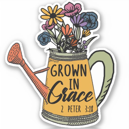 Sticker Fleurs mignonnes Verset de la Bible chrétienne Grâ (Devant)