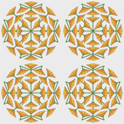 Sticker Fleurs Miroir Jaune Orange et Orange Jaune (Devant)