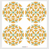 Sticker Fleurs Miroir Jaune Orange et Orange Jaune (Feuille)