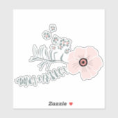 Sticker Fleurs Motif Gris Blanc Noir Rose (Feuille)