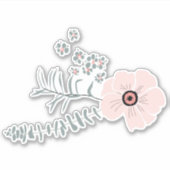 Sticker Fleurs Motif Gris Blanc Noir Rose (Devant)