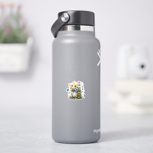 Sticker fleurs orange, rose, jaune et bleue (HydroFlask)