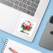 Sticker Fleurs patriotiques (Ordinateur portable avec iPhone)