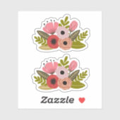 Sticker Fleurs peintes numériques Coupe d'illustration (Feuille)