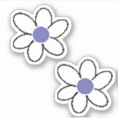 Sticker Fleurs rétro lavande Pervenche blanche (Devant)