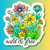 Sticker Fleurs rétro Wild & Gratuites étanches