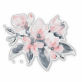 Sticker Fleurs rose et gris Aquarelle classique (Devant)