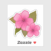 STICKER FLEURS ROSE TROPICALES HIBISCUS (Feuille)