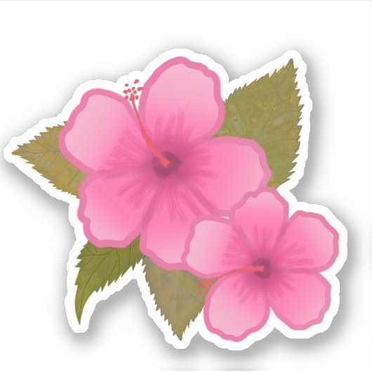 STICKER FLEURS ROSE TROPICALES HIBISCUS (Devant)