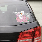 Sticker Fleurs roses cygnes blanches