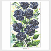 Sticker Fleurs Roses noires Goth Art peinture aquarelle (Feuille)