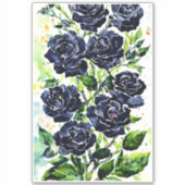 Sticker Fleurs Roses noires Goth Art peinture aquarelle (Devant)