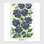 Sticker Fleurs Roses noires Goth Art peinture aquarelle (Feuille)