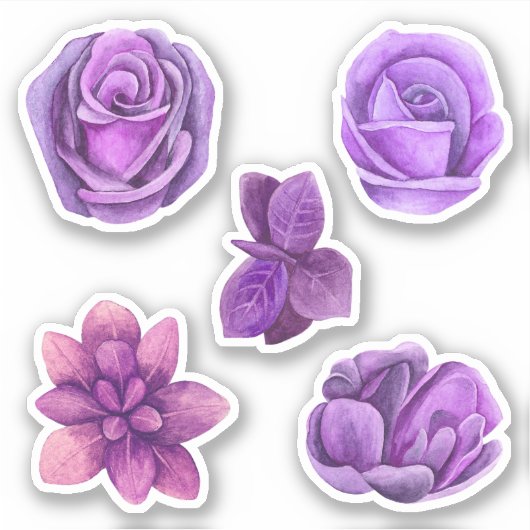Sticker Fleurs roses pourpres d'aquarelle. Lilac floral (Devant)