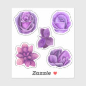 Sticker Fleurs roses pourpres d'aquarelle. Lilac floral (Feuille)