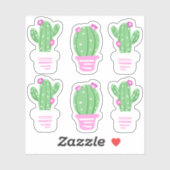 Sticker Fleurs roses tendance Cactus pointillés (Feuille)