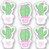 Sticker Fleurs roses tendance Cactus pointillés (Devant)