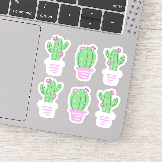 Sticker Fleurs roses tendance Cactus pointillés (Détail)