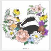 Sticker Fleurs sauvages Badger Champignons vert (Feuille)