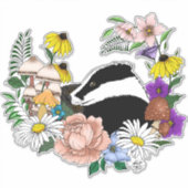 Sticker Fleurs sauvages Badger Champignons vert (Devant)