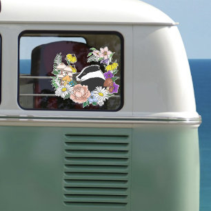 Sticker Fleurs sauvages Badger Champignons vert