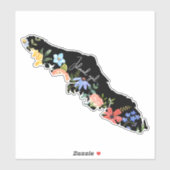 Sticker Fleurs sauvages d'aquarelle florale de l'île de Va (Feuille)