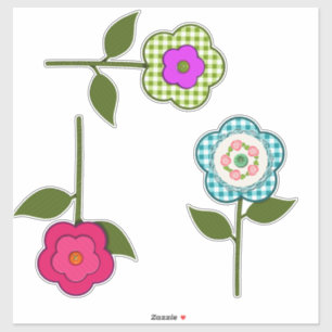 Sticker Fleurs superposées en tissu faux