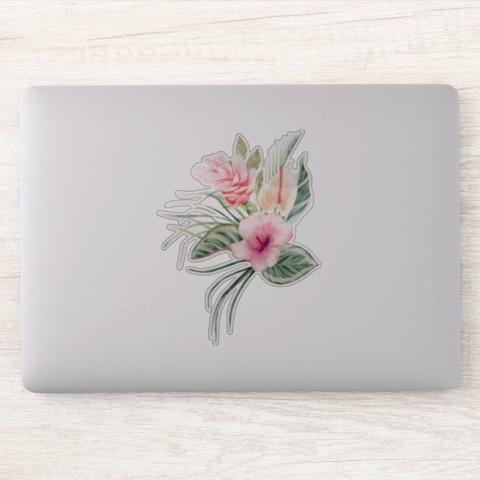 Sticker Fleurs Tropicales Chic (Ordinateur)