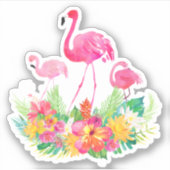 Sticker Fleurs tropicales de famille Flamants roses roses (Devant)