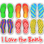 Sticker Flip Flops, I Love the Beach (Devant)