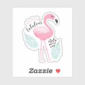 Sticker Flocking Fabuleux Flamant rose Tropical Rose (Feuille)