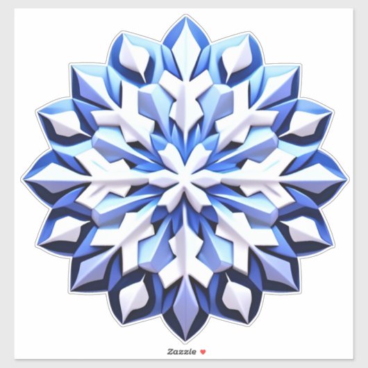 Sticker Flocon de Neige Bleu Détaille (Feuille)