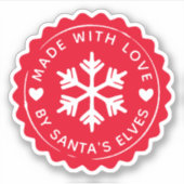 Sticker Flocon De Neige Fabriqué Avec Amour Par Père Noël  (Devant)
