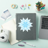 Sticker Flocon de neige mandala bleu complexe d'hiver (Couverture iPad)