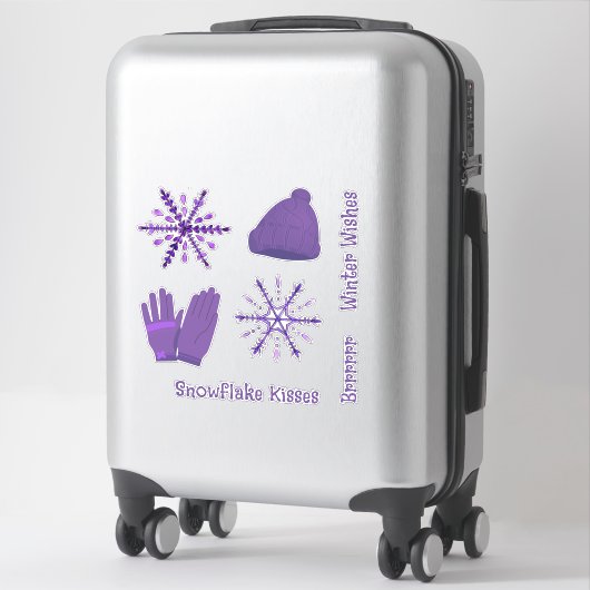 Sticker Flocons de neige violets et pull (Sur valise)