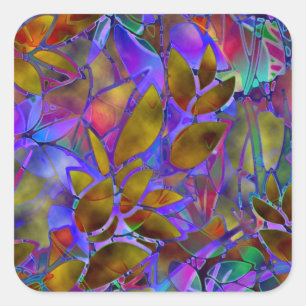Sticker Floral Abstract Glas in lood