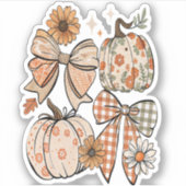 Sticker Floral Automne Citrouille Coquette Boho Fall Bow (Devant)