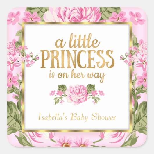 Sticker Floral Baby shower Rose or Rose Princess (Devant)