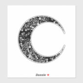 Sticker floral blanc personnalisé Crescent Lune (Feuille)