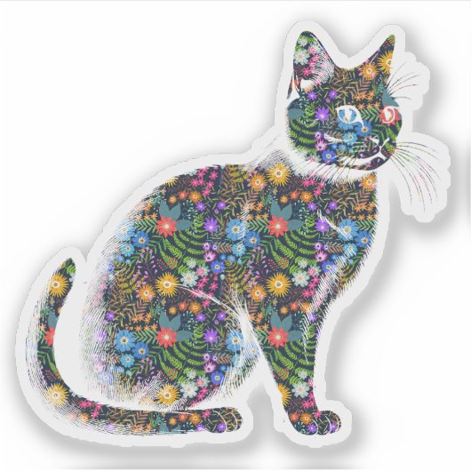 Sticker floral cat (Devant)