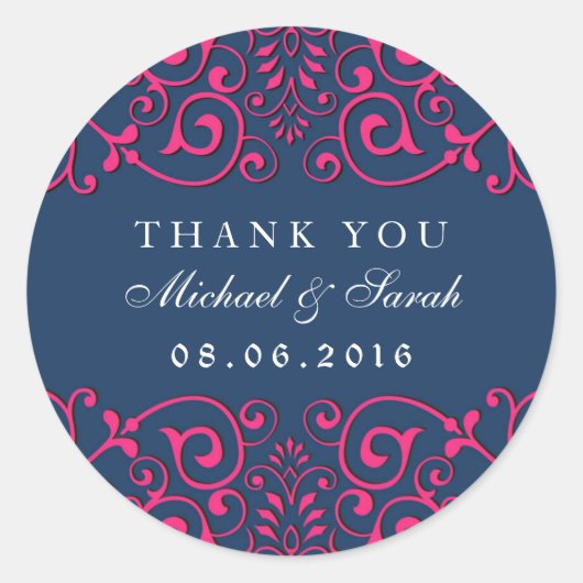 Sticker floral classique bleu marine victorien (Devant)