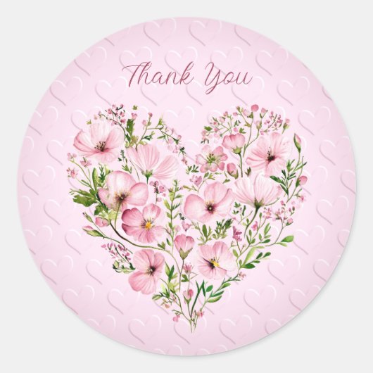 Sticker Floral Coeur Rose (Devant)