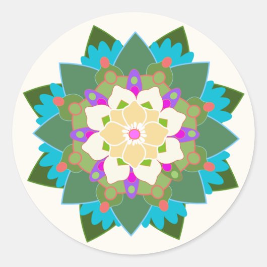 Sticker floral coloré Lotus Mandala (Devant)
