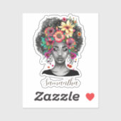 Sticker Floral Elegant Afro Femme (Feuille)