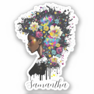 Sticker Floral étincelante Africaine Américaine