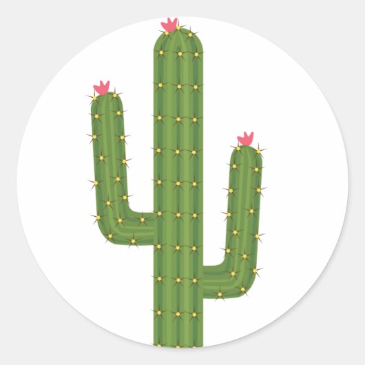 Sticker Floral Green Cactus Fleurs Roses / Sceau (Devant)