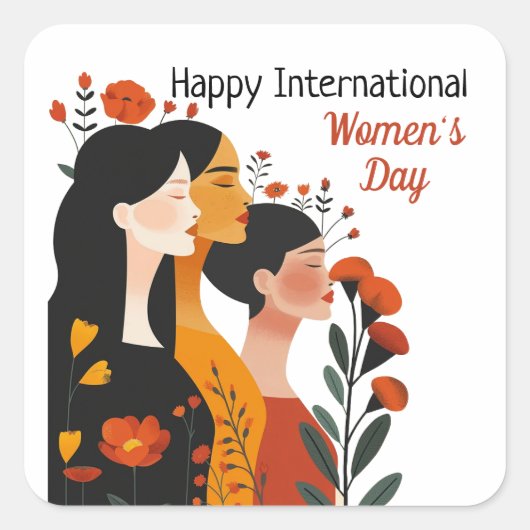 Sticker Floral Happy International Women's Day (Devant)