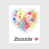 Sticker Floral Heart Wreath Pastel Aquarelle (Feuille)