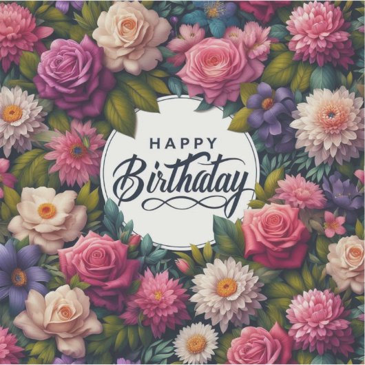 sticker floral : joyeux anniversaire (Devant)